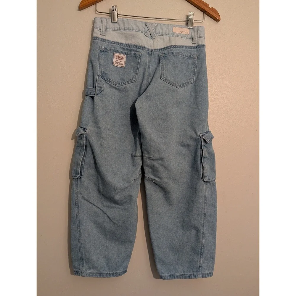 Justice Looney Tunes Kids Light Wash‎ Cargo Jeans Bugs Lola Bunny Blue Size 12